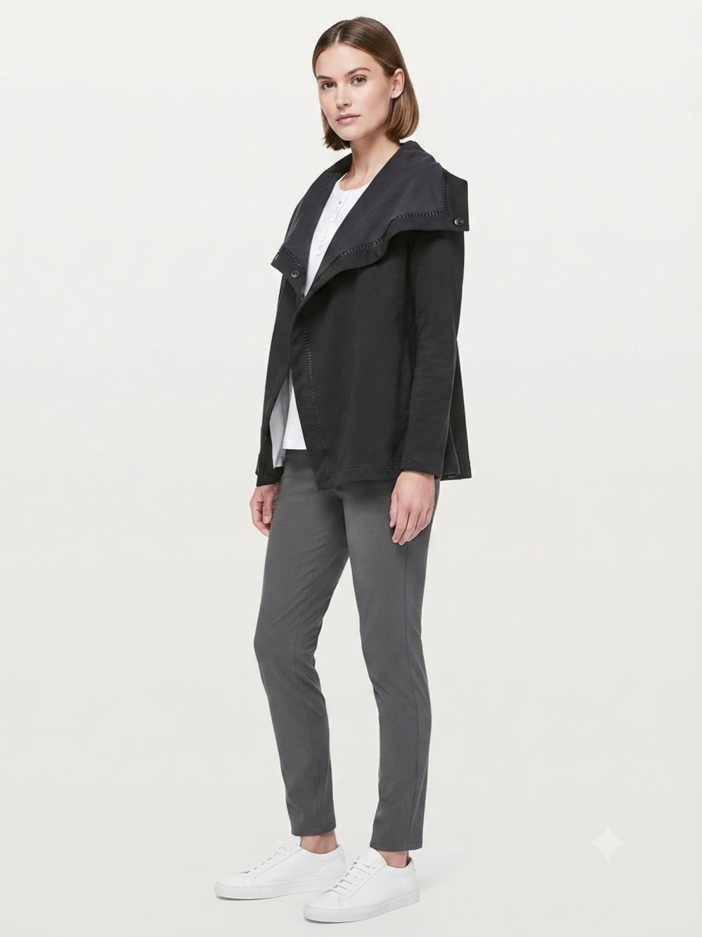 Lululemon Black Dip Dye Ombre Asymmetrical Fade Snap Wrap Jacket Size 6